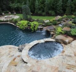 antique travertine unfilled and tumbled pavers and pool coping tiles