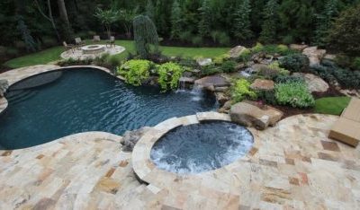 antique travertine unfilled and tumbled pavers and pool coping tiles
