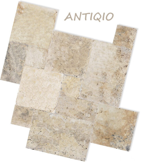 antique travertine unfilled and tumbled french pattern
