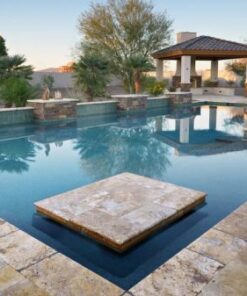 antique travertine unfilled and tumbled outdoor area pool pavers and coping