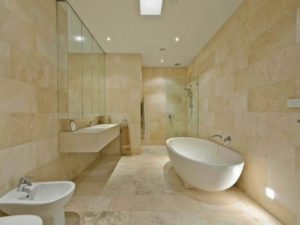 ivory travertine filled and honed bathroom floor tiles and wall tiles