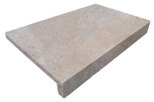 Ivory unfilled and tumbled travertine rebate drop face pool coping tiles pool coping