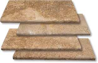 noce travertine unfilled and tumbled bullnose pool coping tiles
