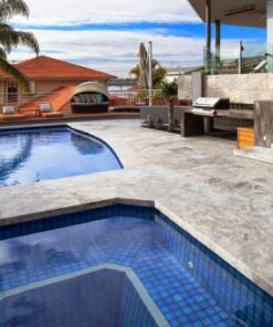 silver travertine unfilled and tumbled outdoor area pool pavers and coping