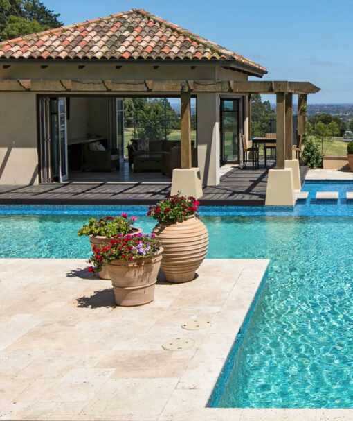 Travertine pools and pool coping tiles