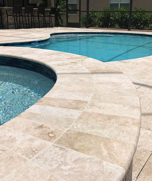 Ivory Travertine Bullnose Tiles & Pavers for Pool Coping & Stone Capping