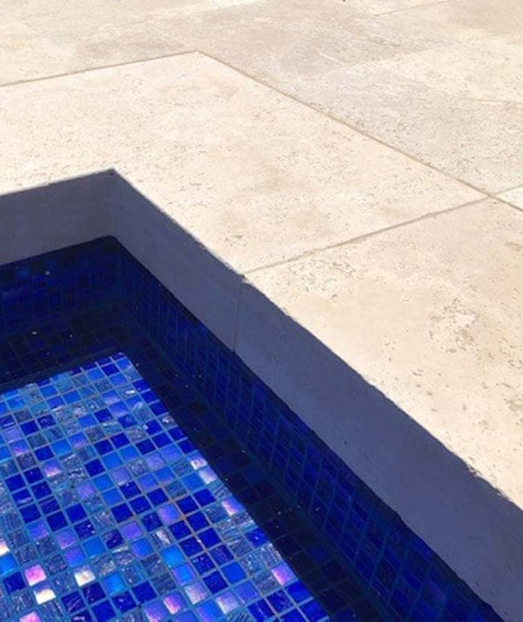 travertine pool coping drop down rebate tiles