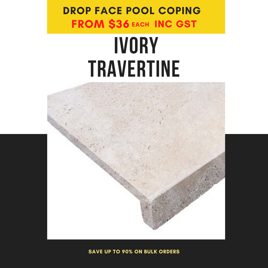 drop face pool coping ivory travertine