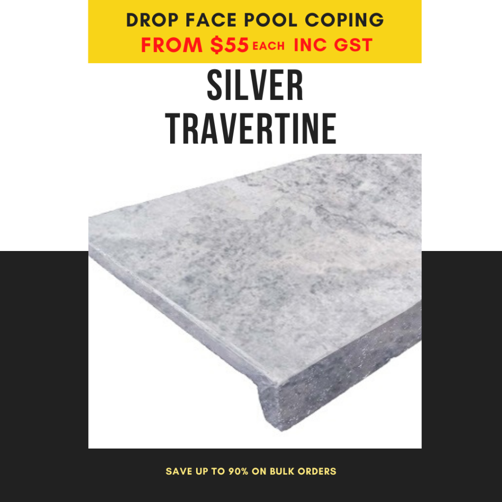 drop face pool coping silver travertine